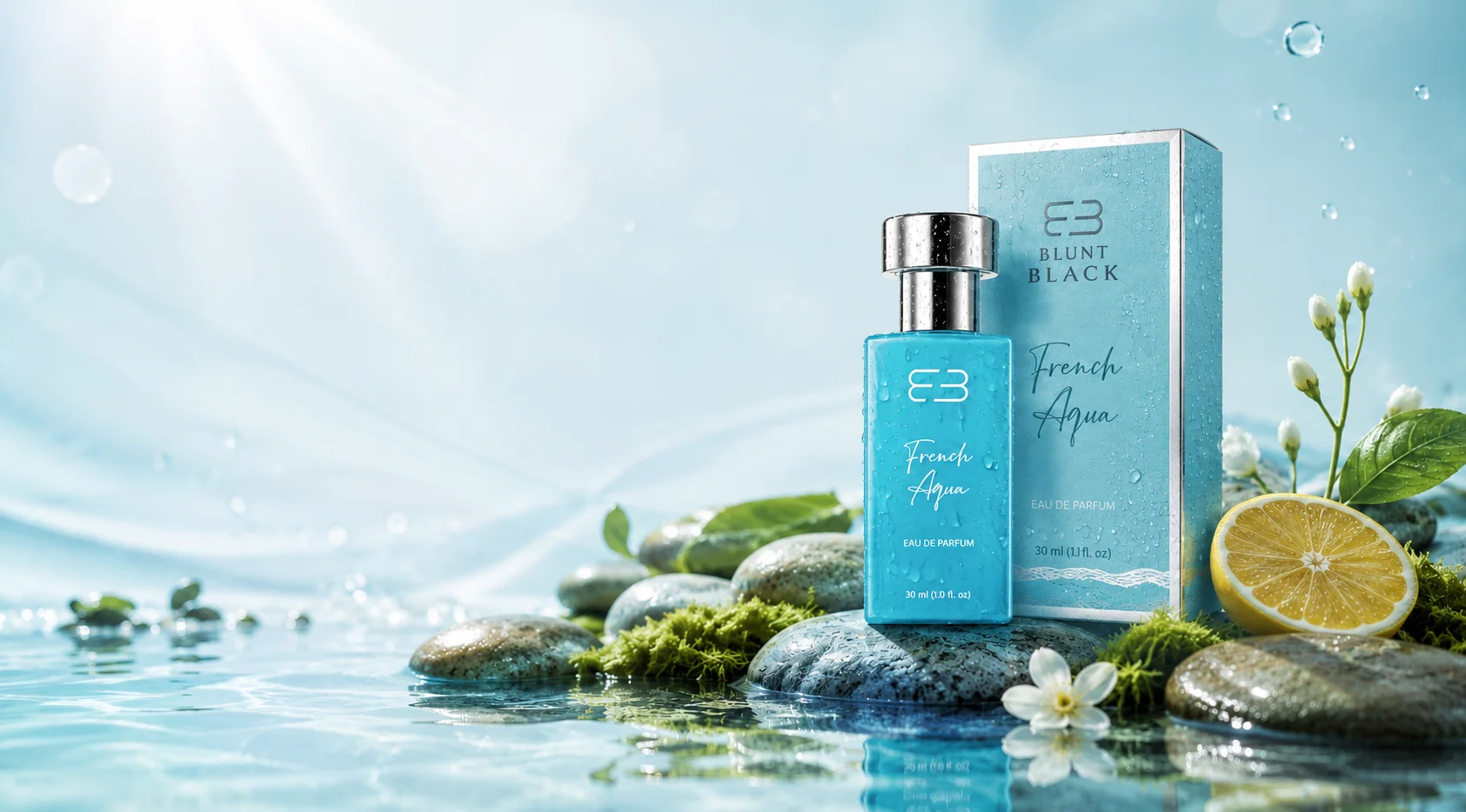 BLUNTBLACK French Aqua Extrait de Parfum 30ml Bottle Display